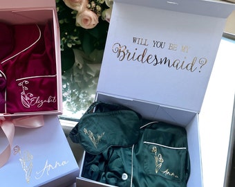 Will You be My Bridesmaid Proposal Gift Box Set with  Sleeping Shirt & Sleep Mask; Bridesmaid Gifts, Will You Be My Bridesmaid/Maid of Honor