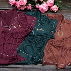 Personalized Silky Satin Pajamas: Bachelorette & Bridesmaid Gifts