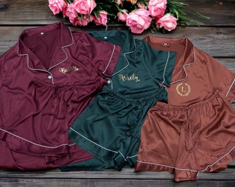 Personalized Silky Satin Pajamas: Bachelorette & Bridesmaid Gifts