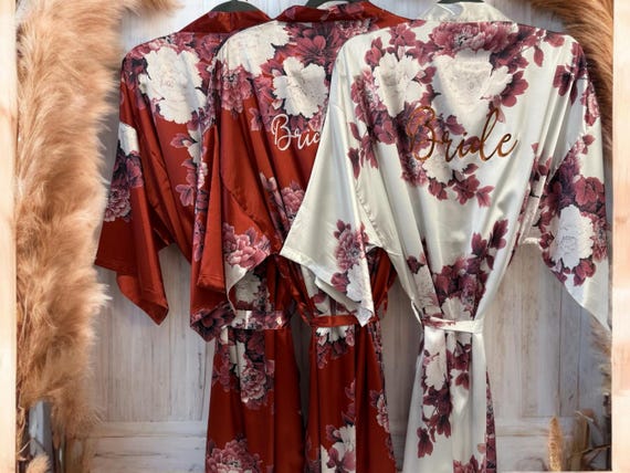 Clearance! Floral  Bridesmaid Robes-Bridesmaid Gifts- Plus Size Robes for Wedding-Silky Floral Robes -Bridal Party Robes