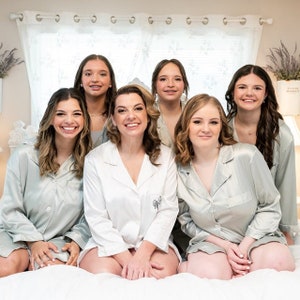 Sage Green Satin Pajama Shirt: Bridesmaid Bachelorette Party Gift