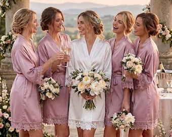 Softest Jersey Robes for Wedding, Custom Name Wedding Getting Ready Outfit, Bridal Robes Set, Bridesmaid Gifts