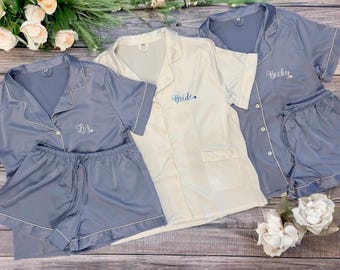 Personalized Silk Pajama Set: Bridal Shower Gift for Bride, Gift for Wife, Wifey Pajamas, Bridesmaid Pajamas, Getting Ready PJs
