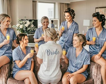 Custom Bridesmaid Pajamas for Bridal Party, Personalized Satin Pajama Set, Bachelorette Weekend Pajamas, Bride & Bridesmaid Gift