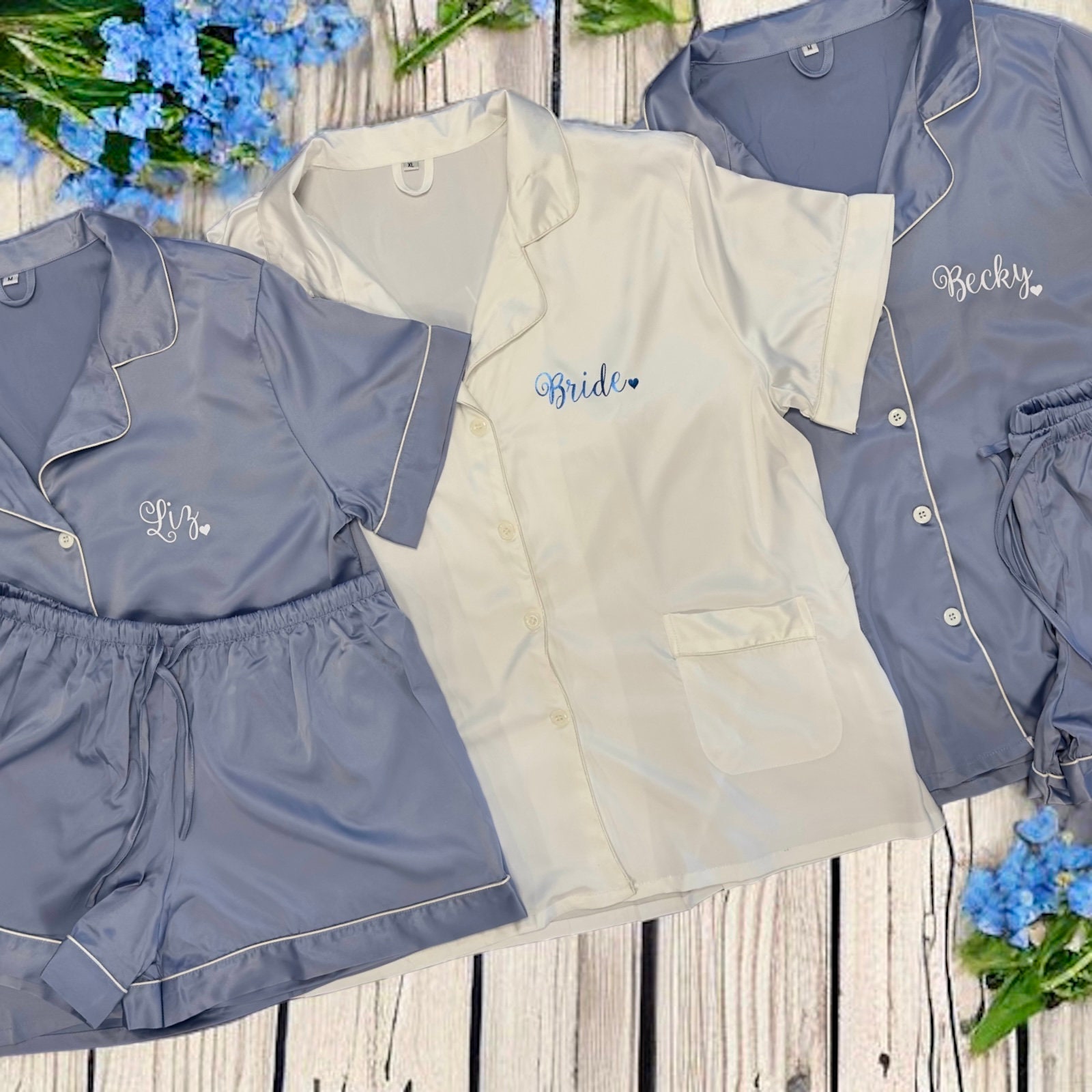 Personalized Satin Bridesmaid Pajamas Set: Bachelorette PJs