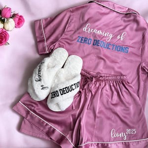Wake Up & Hit Zero  Silky Satin Pajamas, Monogram Pjs, Cheer Custom Outfits,  Cheer Team Matching Outfits, Dreaming of Zero Deductions
