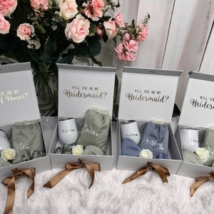 Sage Green Bridesmaid Proposal Gift Box Personalized Box Bridal Party Maid of Honor Mothers Day Birthday Box Customized Pajama Set image 1