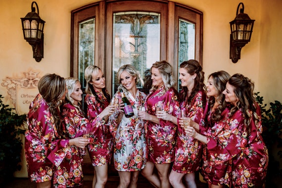 burgundy bridesmaid robe