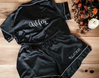 Personalized Silk Pajama Set: Bridal Shower Gift for Bride