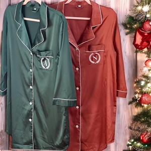 Customized Silky Satin Pajama Shirts,, Personalized Bridesmaid Pajamas Shirt, Women Gifts, Girls Gateway Trip, Pajama Shirts for Women