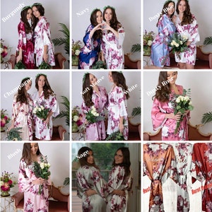 CLEARANCE Silk Bridesmaid Robes Bridesmaid Gifts Floral Robes Getting Ready Robes Bridal Party Gift Kimono Bridesmaid Robes Set image 9