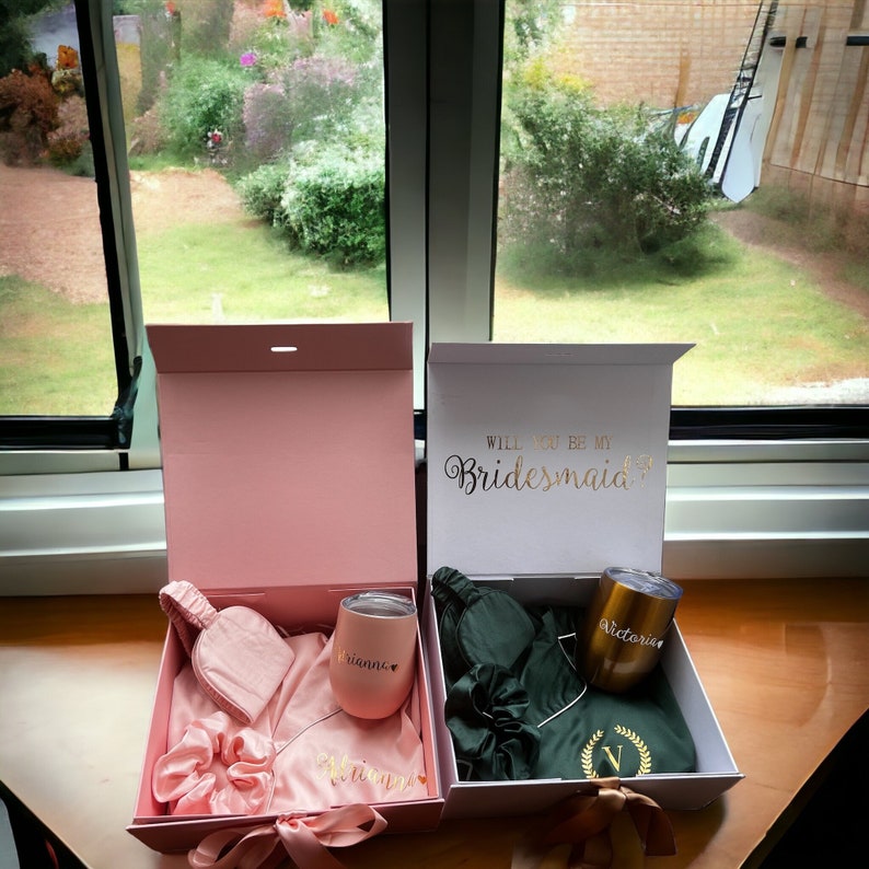 Sage Green Bridesmaid Proposal Gift Box Personalized Box Bridal Party Maid of Honor Mothers Day Birthday Box Customized Pajama Set image 5