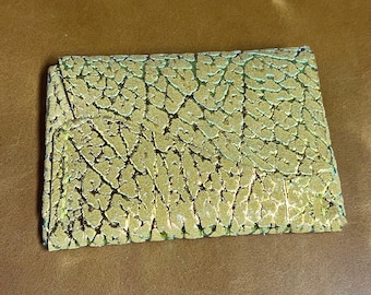 Origami Style Wallet - Card Wallet - Opera Suede Gold Elephant Print
