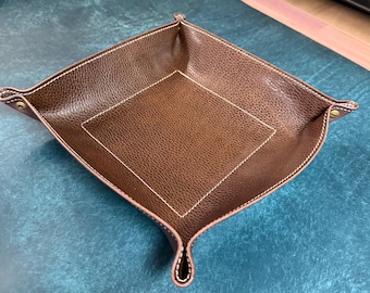 Brown Leather Valet Tray / Dice Tray