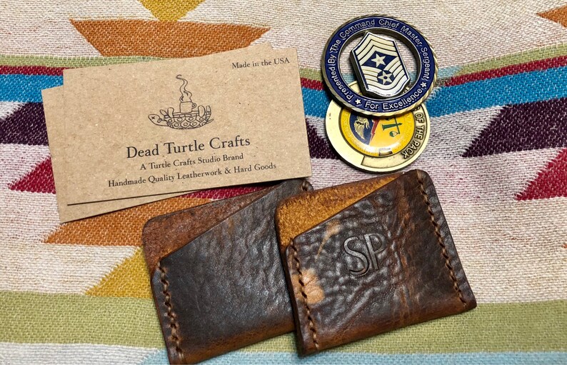 Challenge Coin Holder/Sleeve choice of leather and thread Etsy