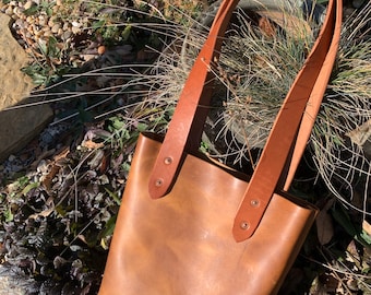 Saddle Brown Leather Tote