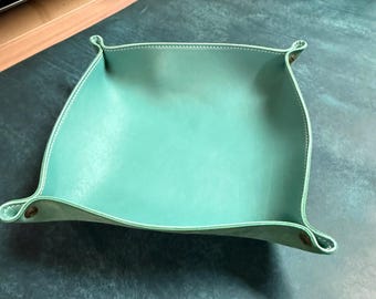 Turquoise Leather Valet Tray / Dice Tray