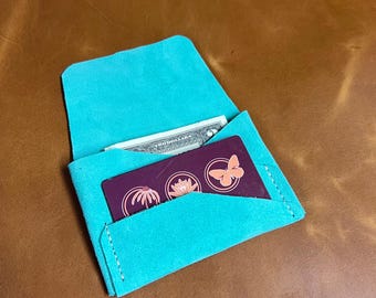 Origami Style Wallet - Card Wallet - Opera Suede Turquoise