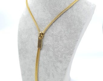 Zip Me Up Ketting Goud W Charme of Puller, echte rits sieraden, ketting voor haar, unieke sieraden, unieke sieraden, ketting