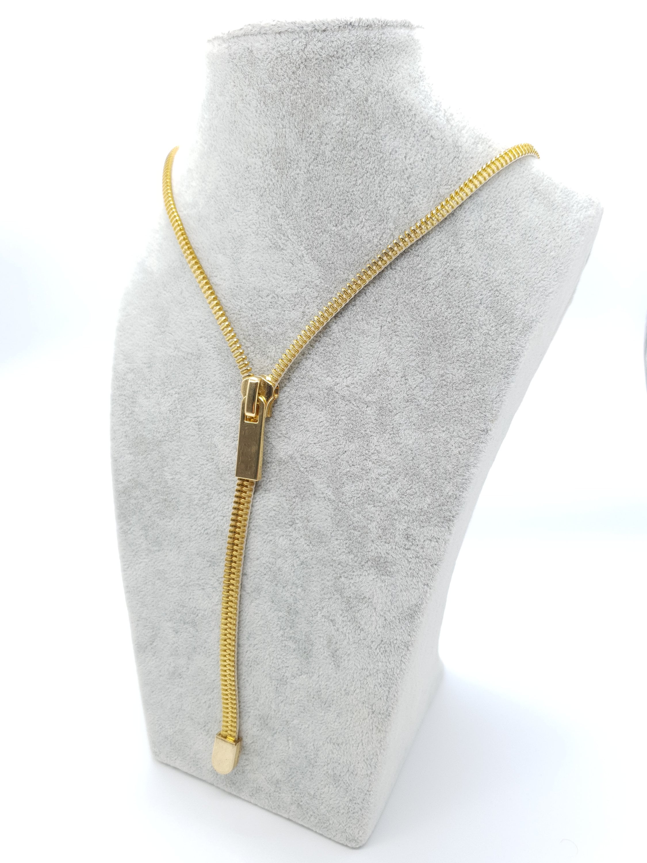 Vintage Gold Tone Adjustable Zipper Necklace - Makes a great Gift!