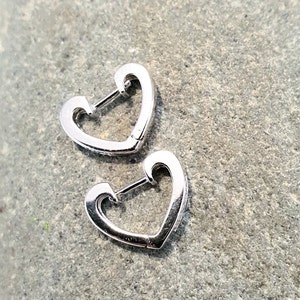 Heart shaped CZ huggie hoop earrings-dainty hoops-huggie earrings-cz Heart hoop earrings-CZ hoop earrings (PAIR)