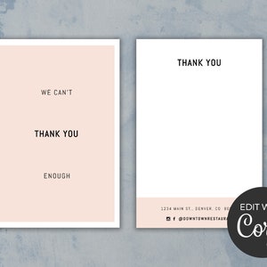 Minimalist Neutral Thank You Card Template, INSTANT Download