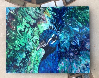 Flowing Peacock Print on aluminum