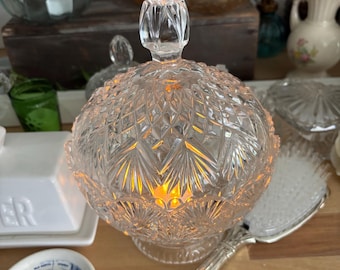 covered glass dish