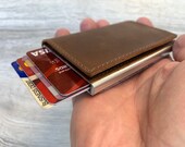 Minimalist Leather Wallet, Pop Up Credit Card Wallet, Leather Wallet, Slim Leather Wallet, Unisex Wallet