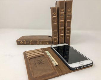 iPhone Wallet, iPhone Cases, Leather, Personalized, 17 Pro Max, Air, 16, 15, | Book Case |