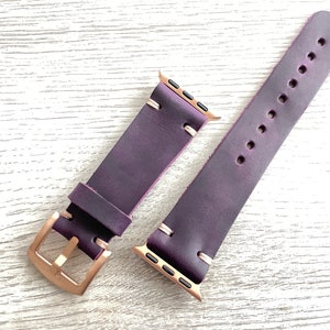 Apple Watch Band, Leather Watch Band, iWatch Band, Watch Leather Band Series 5 6 7 8 9 10 SE, ULTRA 2-1, 42-44-45-46-49-38-40-41 mm, Purple