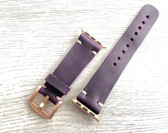 Apple Watch Band, Leather Watch Bands, Series 11 - 1, SE, ULTRA 3-2-1, 49-46-45-44-42-41-40-38mm - Purple