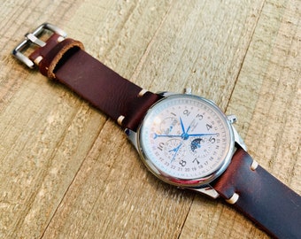 Leather watch strap | Handmade  Band |18 mm, 20 mm, 22mm, 24mm | Bordeaux
