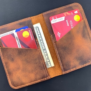 Cartera de cuero para hombre, regalo para él, cartera personalizada bifold minimalista tarjeta cartera regalo para hombres, regalo de padrinos