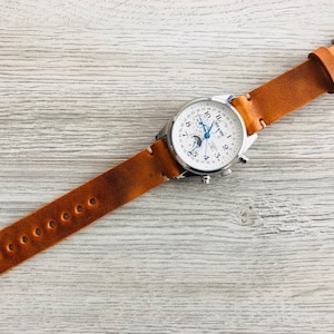 Leather watch strap | Leather Watch Band | Handmade Watch Band  | 18 mm, 20 mm, 22mm, 24mm | Cinnamon Brown Color