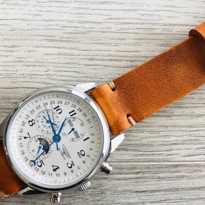 Leather watch strap | Leather Watch Band | Handmade Watch Band  | 18 mm, 20 mm, 22mm, 24mm | Cinnamon Brown Color