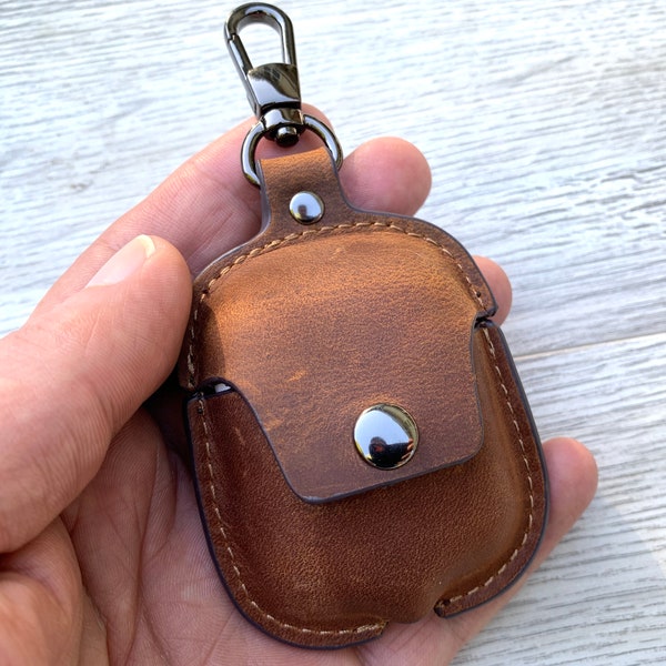 Leather AirPod Case Keychain, Personalized AirPods Case, Custom AirPods Case, Leather case for Apple AirPods