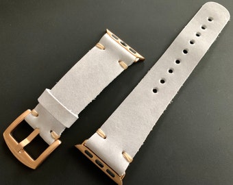 Apple Watch Band, Leather iWatch Bands, Series 11 - 1, SE, 49-46-45-44-42-41-40-38 mm, ULTRA L.Gray