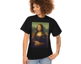 Mona Lisa Pixelated Unisex T-Shirt, Leonardo Da Vinci T-shirt, Painting Art T Shirt, Artistic Painting, Museum Art