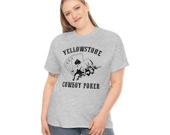 Yellowstone Dutton Ranch Cowboy Poker Tshirt - Ace Card Cowboy Shirt Bull - John Kayce Beth Rip Jamie - Montana