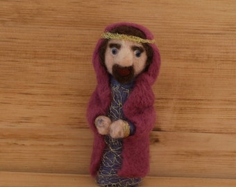 Christmas decoration, nativity figure, wool figure, finger puppet, play