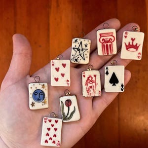 Porzellan Spielkarte Charms an Samt Halskette