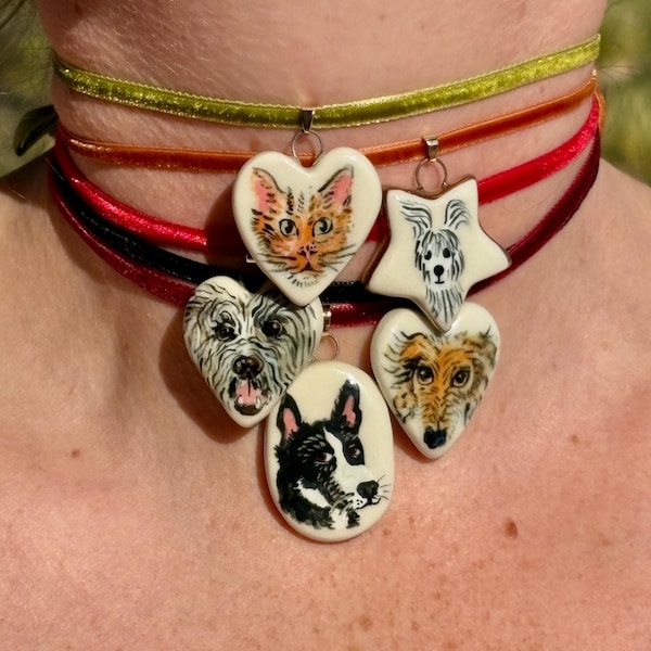Breloques personnalisées en porcelaine pour colliers pour animaux de compagnie
