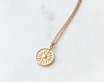 Tiny Sunshine Necklace, Gold Sun Necklace, Gold Necklace, Tiny Gold Necklace, Dainty Necklace, Gift for Her, Mom Gift, Layering Necklace