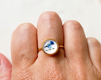 Blue Bird of Happiness Ring, Tarnish Free Ring, Dainty Ring, Blue Bird Happiness, Mama Bird, Ring, Blue Bird, Bird Lover Gift, Birdie
