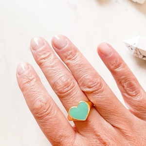 Aqua Herz Ring, Anlaufschutz Ring, Türkis Herz Ring, verstellbares Herz Ring, Freundin Geschenk, blaues Herz, Ring, für sie, Für Mama
