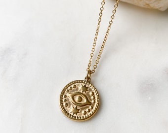 Evil Eye Necklace, Girlfriend Gift, Evil Eye Necklace, Evil Eye Jewelry, Protection Necklace, Gold Evil Eye, Hamsa, Gift for Her, Evil Eye