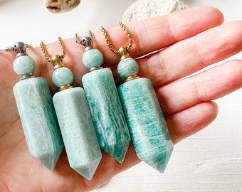 Peru Amazonite Necklace, Aromatherapy Necklace, Diffuser Necklace, Essential Oil Necklace, Oil Diffuser Necklace, Perfume Necklace, Diffuser