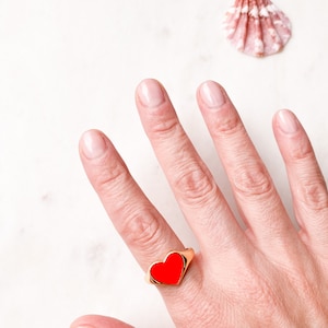 Red Heart Ring, Tarnish Free Ring, Heart Ring, Adjustable Heart Ring, Girlfriend Gift, Mother’s Day, Ring, For Her, For Mom, For Wife