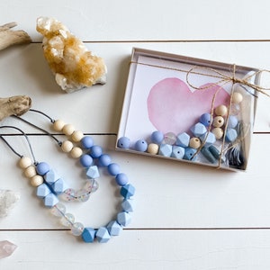 DIY | Blue Confetti in a Box, Mommy & Me Matching Necklaces, DIY Craft, Kids Necklace Set, Tween Birthday Gift, For Tween, For Little Girl